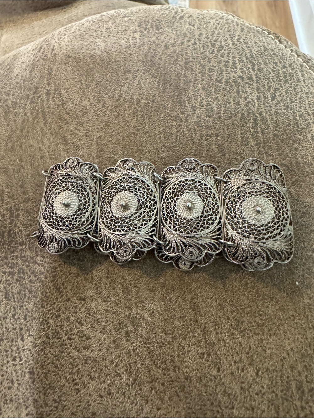 Vintage-Inspired Silver Filigree Statement Bracelet